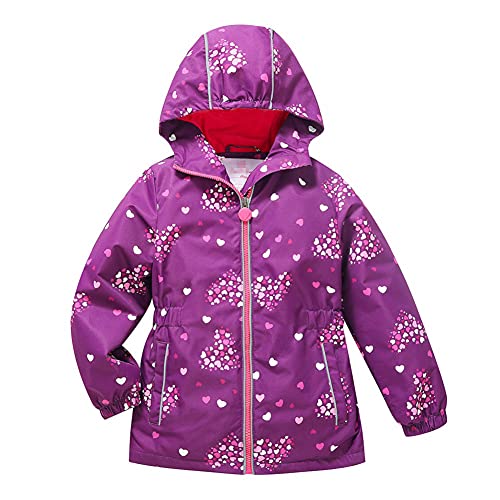 Natashas Kinder Mädchen Wasserdicht Jacke Übergangsjacke Fleecefütterung Warm Atmungsaktiv Winddicht Wanderjacke Softshelljacke Outdoorjacke mit Abnehmbar Kapuze (Lila, 146/152) von Natashas