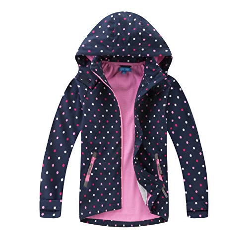 Natashas Kinder Mädchen Wasserdicht Jacke Übergangsjacke Fleecefütterung Warm Atmungsaktiv Winddicht Wanderjacke Softshelljacke Outdoorjacke mit Kapuze (110) von Natashas