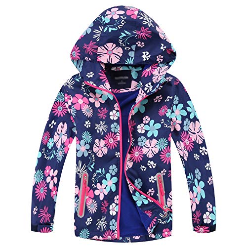 Natashas Kinder Mädchen Wasserdicht Jacke Übergangsjacke Fleecefütterung Warm Atmungsaktiv Winddicht Wanderjacke Softshelljacke Outdoorjacke mit Kapuze (110) von Natashas
