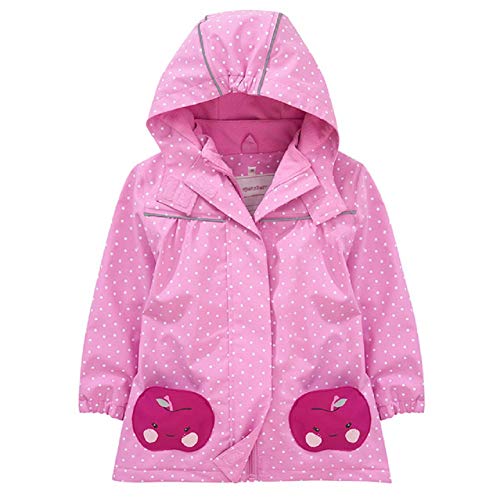 Natashas Kinder Mädchen Wasserdicht Jacke Übergangsjacke Fleecefütterung Warm Atmungsaktiv Winddicht Wanderjacke Softshelljacke Regenmantel Outdoorjacke mit Kapuze (104) von Natashas