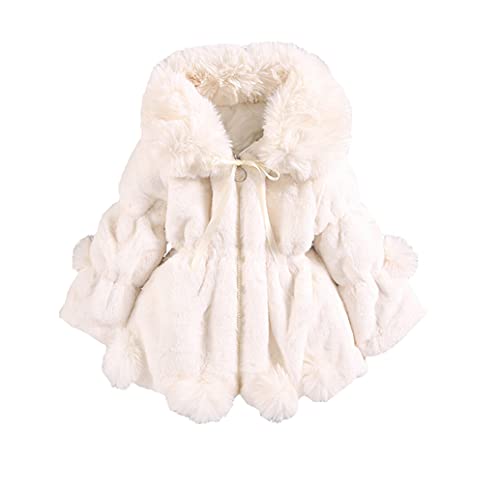 Natashas Mädchen Winterjacke Windicht Jacken Baby Fleecefütterung Warm Steppjacke dick Pelzimitat Mantel(Weiß,98) von Natashas