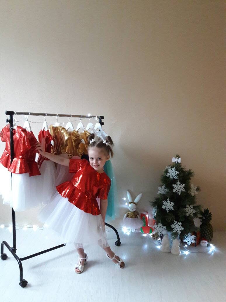 Rotes Blumenmädchen Kleid Hochzeit Brautjungfer Kommunion Weihnachten Vintage Tüll Pailletten Party Brautblume - Sale von NateMaDesigner