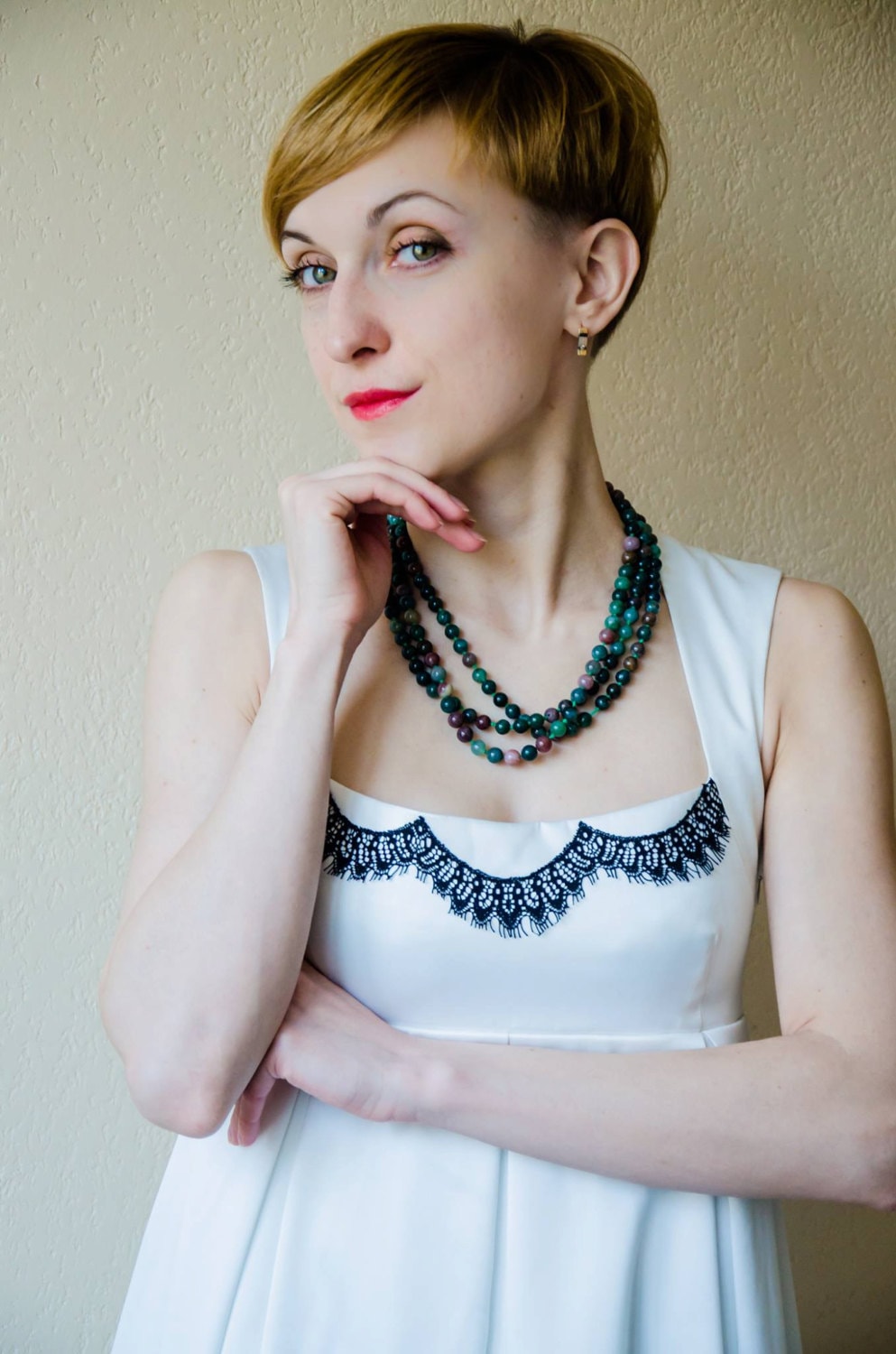 Süßes Partykleid, Kurzes Brautkleid, Schwarz-Weiß-Farben, Spitzenkleid von NateMaDesigner