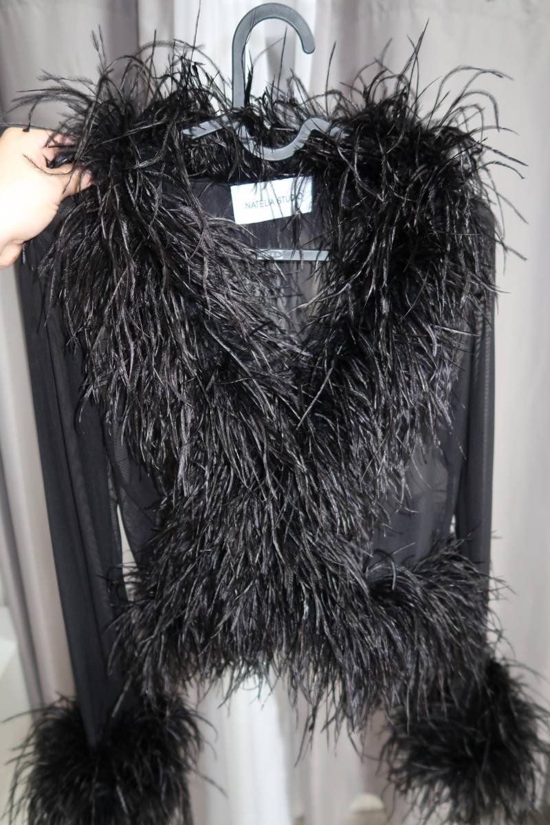 Ostrich Feather Blouse/ Bluse Mit Straußenfedern von NateliastudioDesigns
