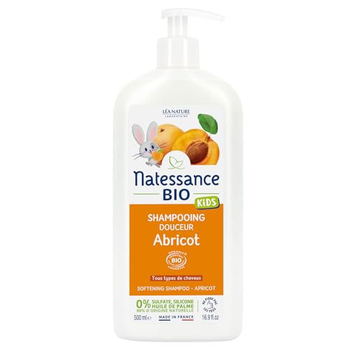 Natessance Kids Shampoo für Kinder Besonders Sanft Aprikose ohne Sulfate, 500 ml von Natessance