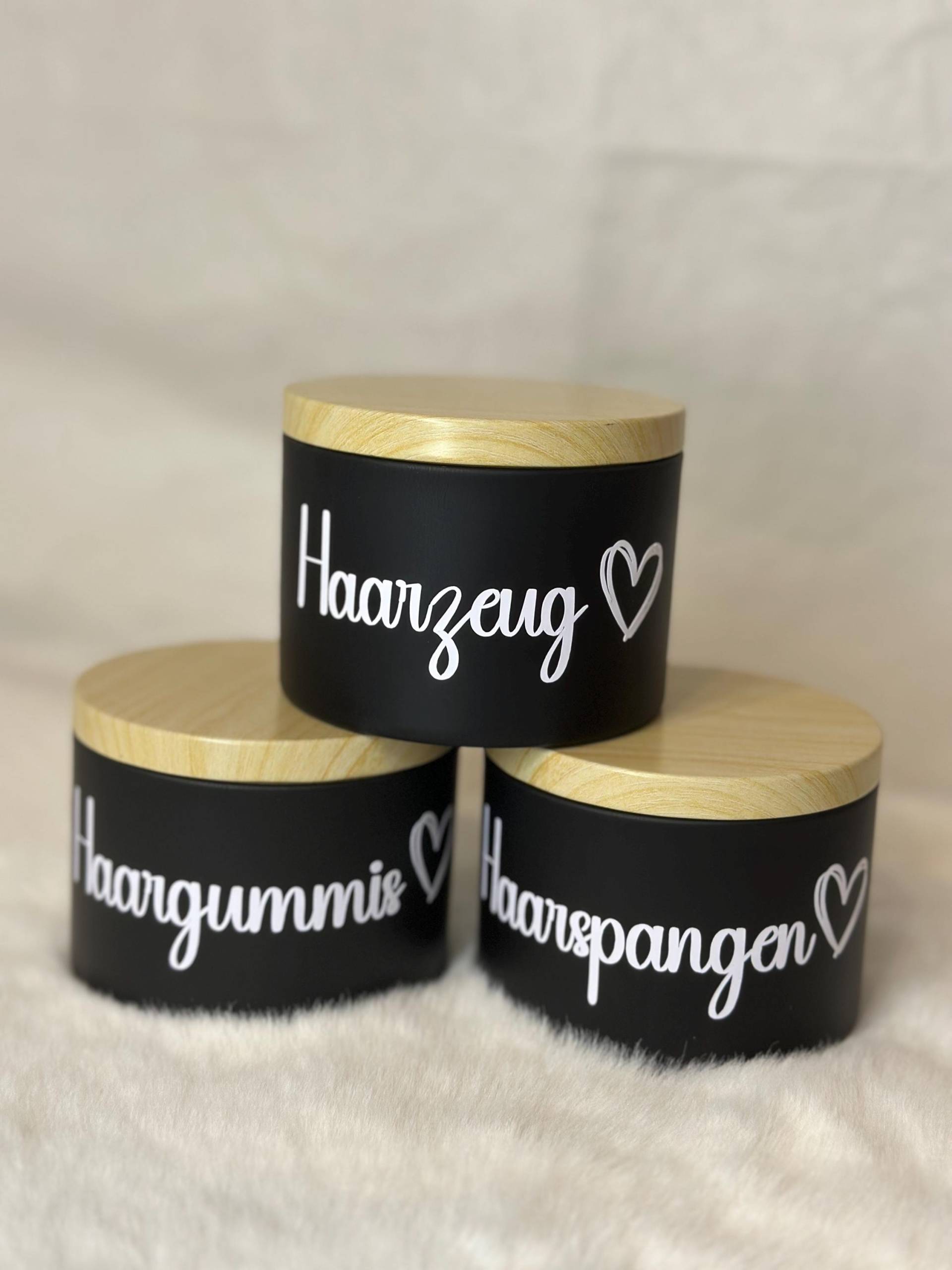 3Er-Set Haaraufbewahrung, Dosen Zur Aufbewahrung Von Verschiedenen Haarartikeln, Haargummi, Haarbänder, Haarspangen, Sonstiges Haarzeug von NathaliesBastelbude