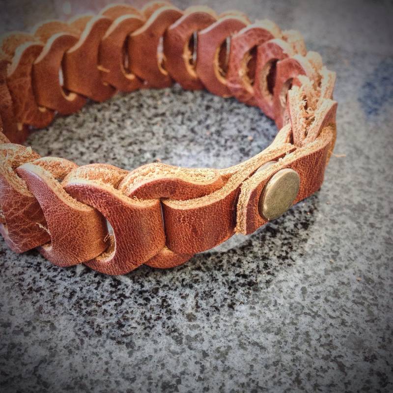 Leder Link Armband - Manschette Herren & Damen Unisex von NathanLeather