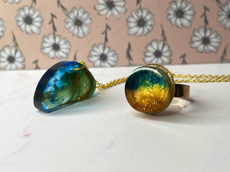 Ozean Und Sand Anhänger Ring Set von NatiniNatini