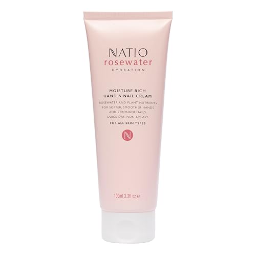 Natio Rosewater Hydration Moisture Rich Hand and Nail Cream, 100 ml - Soothing, Softening Hand Cream - Hand Cream for Dry Cracked Hands - Hand Lotion Natio Rosewater Hydration Moisture Rich Hand and Nail Cream, 100 ml - Soothing, Softening Hand Cream - Hand Cream for Dry Cracked Hands - Hand Lotion von Natio