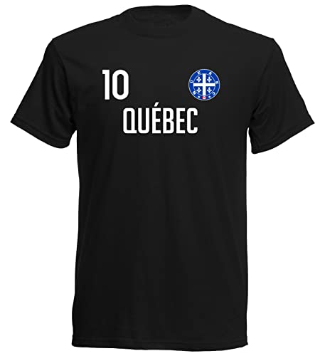 Nation Québec Kanada T-Shirt Trikot Nummer 10 Wappen Emblem -FH10 (XL, Schwarz) von Nation