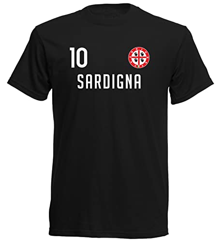 Nation Sardinien Italien T-Shirt Trikot Nummer 10 Wappen Emblem -FH10 (M, Schwarz) von Nation