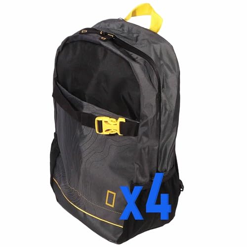 NATIONAL GEOGRAPHIC 4 Stück leichter Reiserucksack zum Wandern, Trekking | wasserdicht mit mehreren Taschen, verstellbarer Gürtel, gepolstert | 18L Tasche | umweltfreundlich | Schwarz und Gelb, von National Geographic