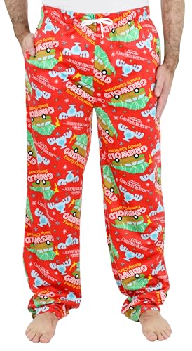 National Lampoon's Christmas Vacation Griswold Herren-Pyjamahose für Weihnachten, weich, gebürstetes Fleece, Loungewear, Rot/Ausflug, einfarbig (Getaway Solids), Large von National Lampoon's