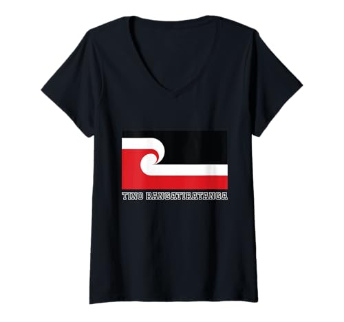 Damen Tino Rangatiratanga Maori T-Shirt mit V-Ausschnitt Damen Tino Rangatiratanga Maori T-Shirt mit V-Ausschnitt von National Maori Flag