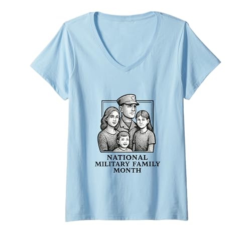 Damen Nationaler Militärfamilienmonat 2025 T-Shirt mit V-Ausschnitt Damen Nationaler Militärfamilienmonat 2025 T-Shirt mit V-Ausschnitt von National Military Family Month Shop