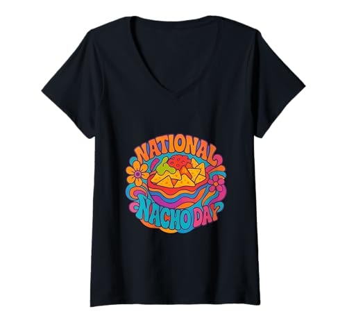 Damen Nationaler Nacho-Tag T-Shirt mit V-Ausschnitt Damen Nationaler Nacho-Tag T-Shirt mit V-Ausschnitt von National Nacho Day Store