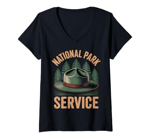 Damen Ranger des National Park Service im Vintage-Look T-Shirt mit V-Ausschnitt von National Park Heritage Apparel