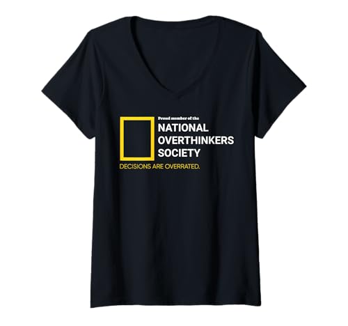 Damen Der sarkastische Humor der National Overthinkers Society überdenke das T-Shirt mit V-Ausschnitt Damen Der sarkastische Humor der National Overthinkers Society überdenke das T-Shirt mit V-Ausschnitt von National Parody Society Co.