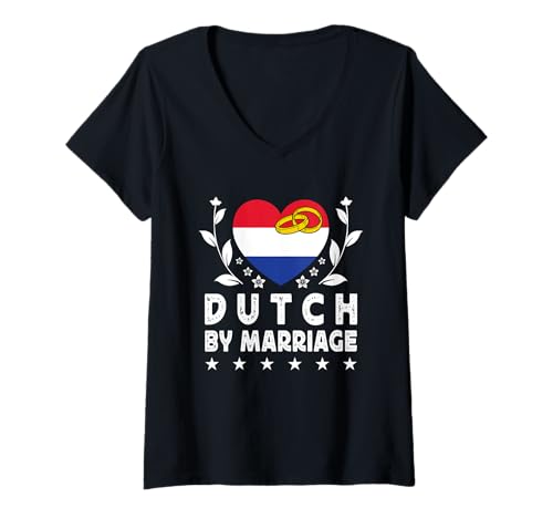 Damen Dutch by Marriage Dutch Wife Husband Netherlands Flag T-Shirt mit V-Ausschnitt Damen Dutch by Marriage Dutch Wife Husband Netherlands Flag T-Shirt mit V-Ausschnitt von Nations Spouses Novelty Designs ...