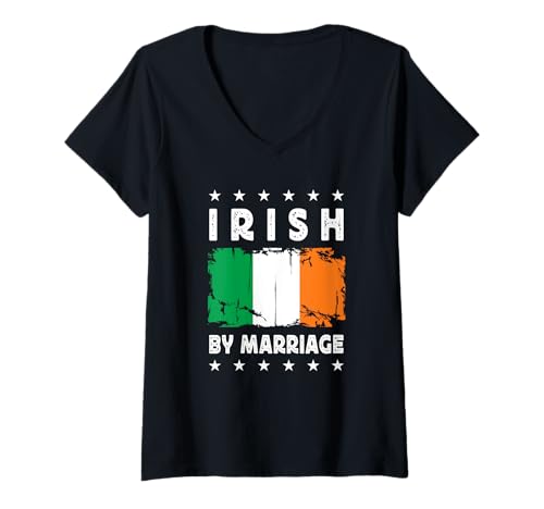 Damen Irish by Marriage Irish Wife Husband Ireland Flag T-Shirt mit V-Ausschnitt Damen Irish by Marriage Irish Wife Husband Ireland Flag T-Shirt mit V-Ausschnitt von Nations Spouses Novelty Designs ...
