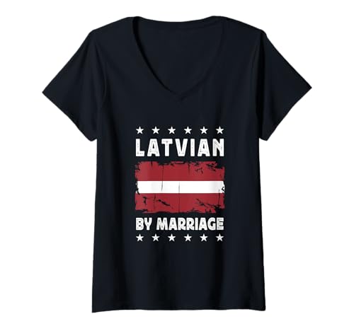 Damen Latvian by Marriage Latvian Wife Husband Latvia Flag T-Shirt mit V-Ausschnitt Damen Latvian by Marriage Latvian Wife Husband Latvia Flag T-Shirt mit V-Ausschnitt von Nations Spouses Novelty Designs ...