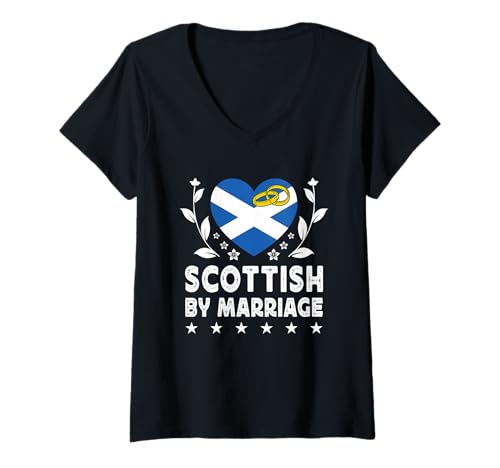 Damen Scottish by Marriage Scottish Wife Husband Scotland Flag T-Shirt mit V-Ausschnitt Damen Scottish by Marriage Scottish Wife Husband Scotland Flag T-Shirt mit V-Ausschnitt von Nations Spouses Novelty Designs ...