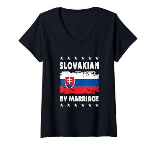 Damen Slovakian by Marriage Slovakian Wife Husband Slovakia Flag T-Shirt mit V-Ausschnitt Damen Slovakian by Marriage Slovakian Wife Husband Slovakia Flag T-Shirt mit V-Ausschnitt von Nations Spouses Novelty Designs ...