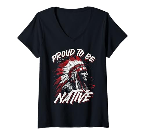 Damen Stolz auf die Erbe der Ureinwohner zu Sein T-Shirt mit V-Ausschnitt von Native American Culture Art by NLTS