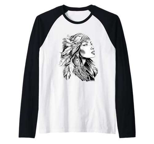 Indianerstamm Mädchen Feder-Kopfschmuck Raglan Indianerstamm Mädchen Feder-Kopfschmuck Raglan von Native American Indigenous People Warbonnet