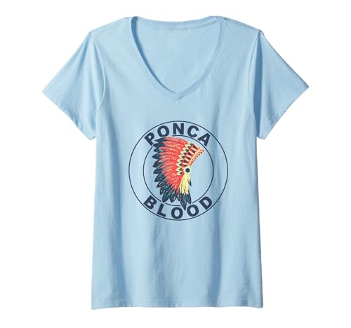 Damen Ponca Blood Kopfschmuck Stolzer Indianer Ponca Tribe T-Shirt mit V-Ausschnitt von Native American Love
