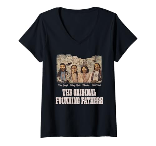 Damen The Original Founding Fathers Indianer Heritage T-Shirt mit V-Ausschnitt Damen The Original Founding Fathers Indianer Heritage T-Shirt mit V-Ausschnitt von Native American Original Founding Fathers Apparel