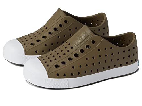 Native Shoes Kids Jefferson Sneakers for Toddler and Little Kids - Lightweight Eva Upper, Breathable Keep Feet Dry, and Textile Lining Utili Green/Shell White 5 Toddler M von Native Shoes