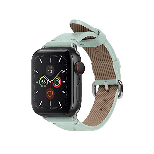 Native Union Klassisches Uhrenarmband für die Apple Watch 38/40/41mm – Echtes Italienisches Nappaleder Edelstahlelemente mit Weichem Nubuk-Futterleder(SALBEI) von Native Union