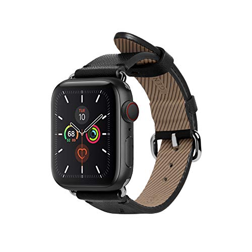 Native Union Klassisches Uhrenarmband für die Apple Watch 38/40/41mm – Echtes Italienisches Nappaleder Edelstahlelemente mit Weichem Nubuk-Futterleder (SCHWARZ) von Native Union