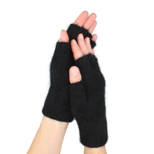 Native World Possum Merino Wolle Fingerlose Handschuhe für Damen und Herren, weich, extrem warm (Schwarz, Large), Schwarz , L von Native World