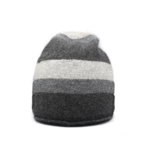 Native World Possum Merino Wool Travel Beanie Mütze - Warme Weiche Wintermütze für Damen, Anthrazitgrau gestreift, Einheitsgröße von Native World