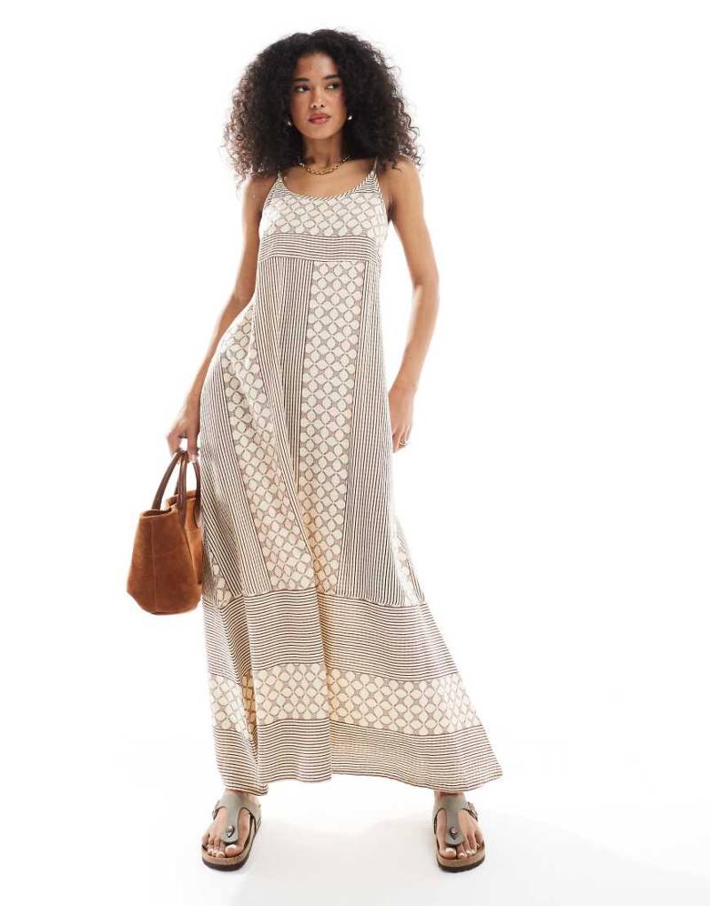 Native Youth - Besticktes Träger-Midaxikleid in Beige-Neutral von Native Youth