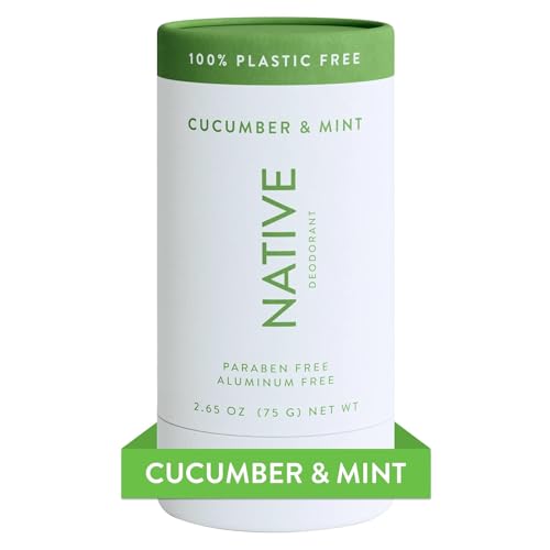 Native Plastikfreies Deodorant | Natürliches Deodorant für Damen und Herren, Aluminiumfrei mit Backpulver, Probiotika, Kokosöl und Sheabutter | Gurke & Minze von Native