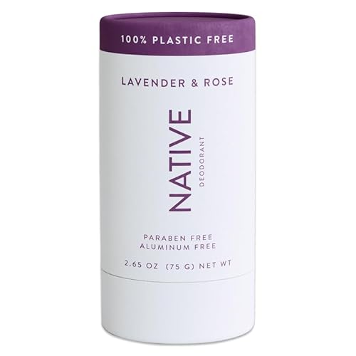 Native Plastikfreies Deodorant | Natürliches Deodorant für Frauen und Männer, Aluminiumfrei mit Backpulver, Probiotika, Kokosöl und Sheabutter | Lavendel und Rose von Native