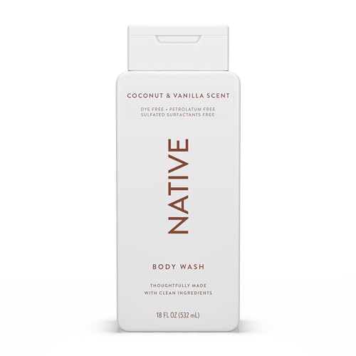 Native Duschgel für Frauen & Männer - ohne künstliche Duftstoffe oder Mineralöle - Seife mit Kokosnuss- & Vanille-Duft - sanfte Reinigung mit pflanzlichen Inhaltsstoffen - 1 x 532 ml von Native