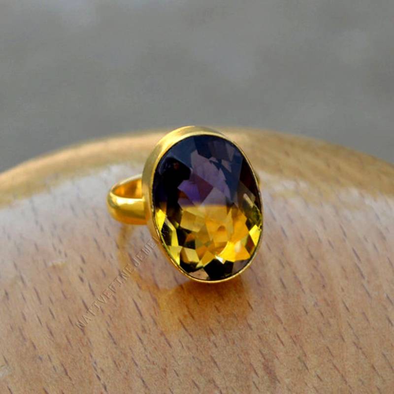 Ametrinquarz Ring Sterlingsilber Vergoldete Lünette Ring von NativeFineJewelry