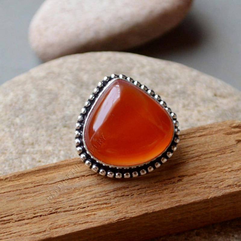 Herz-Karneol Ring Bezel Set Sterling Silber Solitaire von NativeFineJewelry