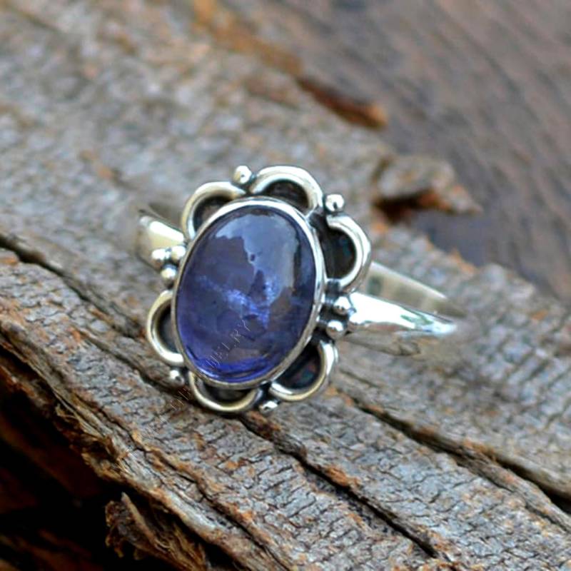 Iolith Edelstein Ring Bezel Set Sterling Silber Designer Ring von NativeFineJewelry