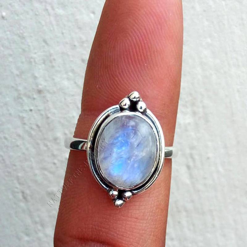 Regenbogen Mondstein Ring 925 Sterling Silber Zargenfassung, Juni Geburtsstein von NativeFineJewelry