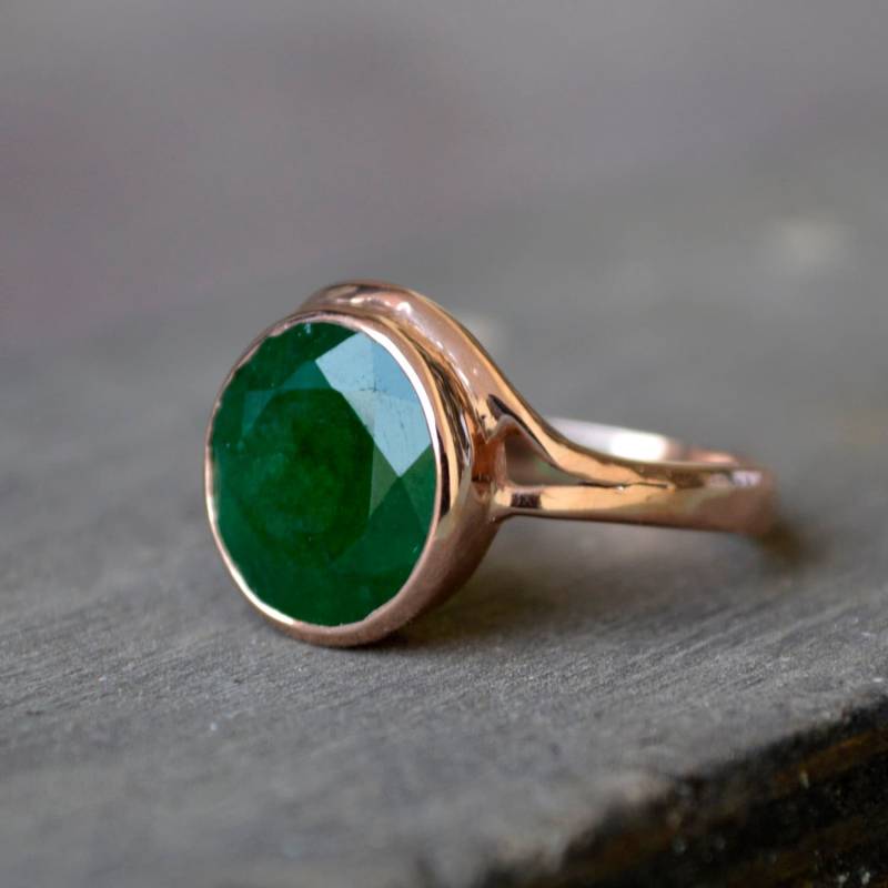 Natürlicher Smaragd Ring Sterling Silber Rosegold, Mai Geburtsstein von NativeFineJewelry