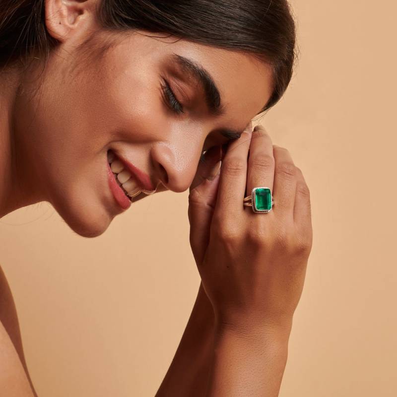 Octagon Smaragdquarz Ring Bezel-Set 925 Sterling Silber von NativeFineJewelry