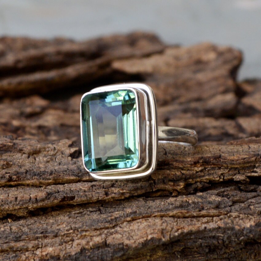 Oktagon Apatit Quarz Ring, Achteck Grüner Apate 925 Sterling Silber Geburtsstein Großes Geschenk Schmuck Oktagon Apatit Quarz Ring, Achteck Grüner Apate 925 Sterling Silber Geburtsstein Großes Geschenk Schmuck von NativeFineJewelry