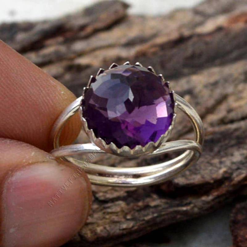 Rose Cut Amethyst Ring 925 Sterling Silber Krappenfassung von NativeFineJewelry