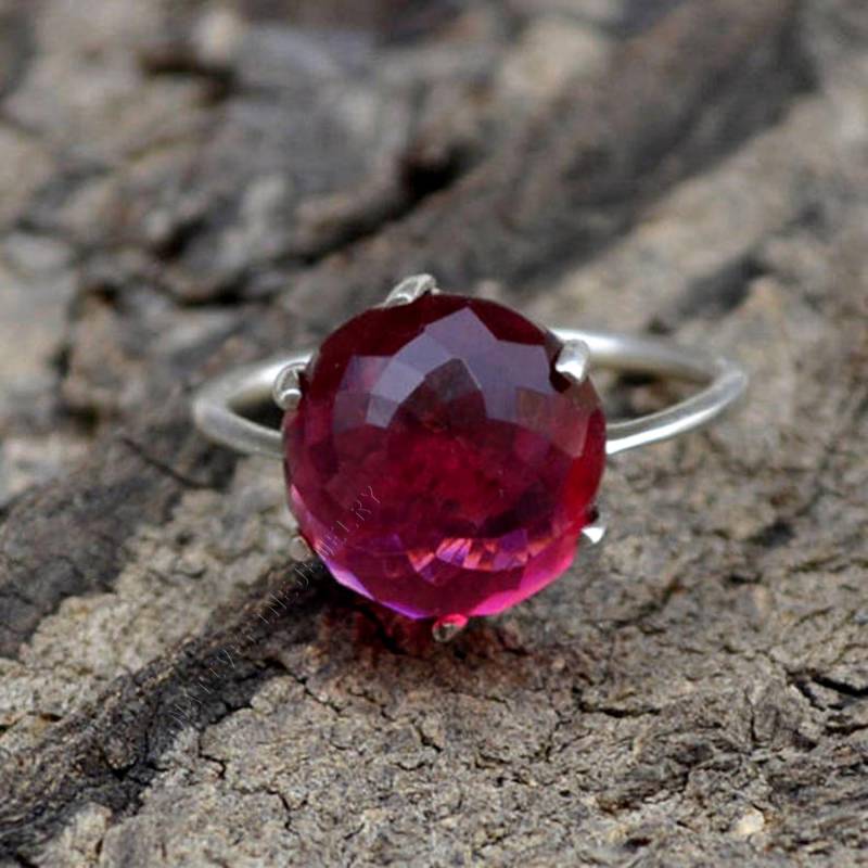 Rose Cut Rhodolith Granat Ring Sterling Silber Prong Set von NativeFineJewelry