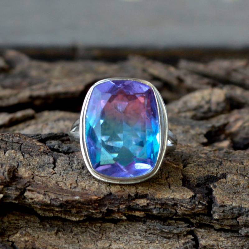 Kissen Turmalinquarz Ring Artisan Sterling Silber Geburtsstein von NativeFineJewelry